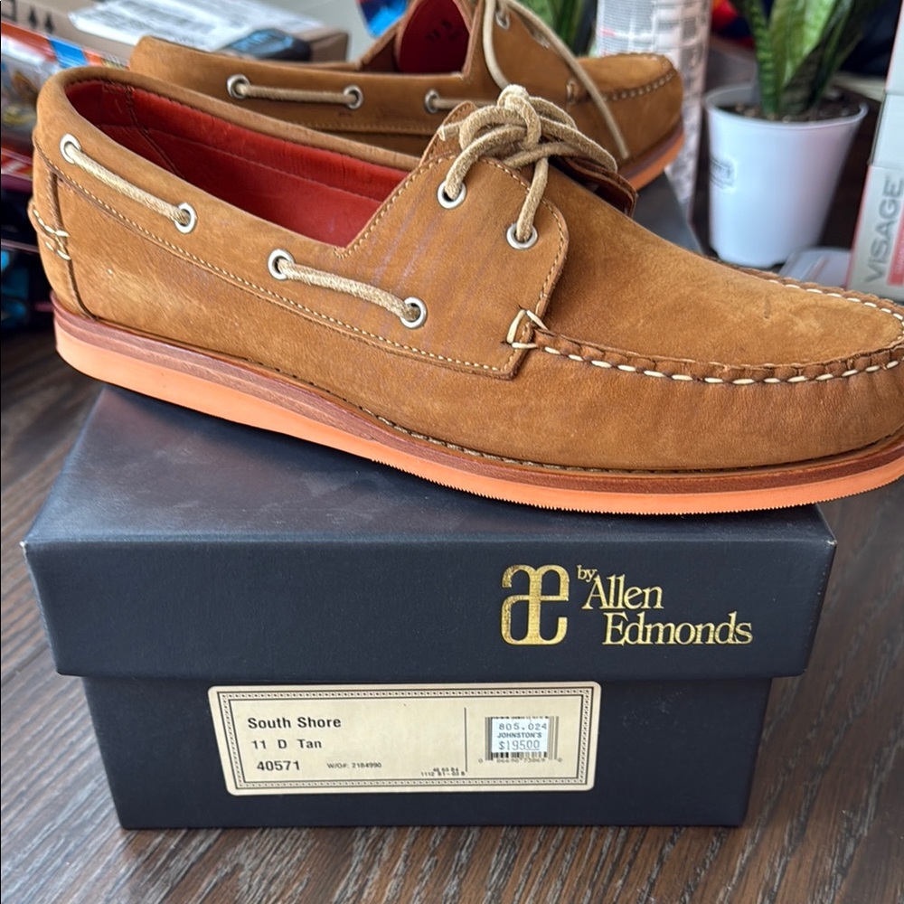 Allen Edmonds South Shore Tan Boat Shoes 11D